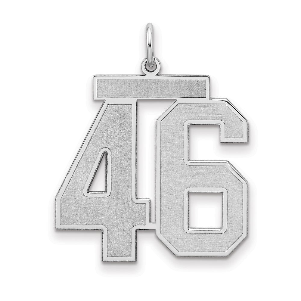 Sterling Silver/Rhodium-plated Satin Number 46 Charm