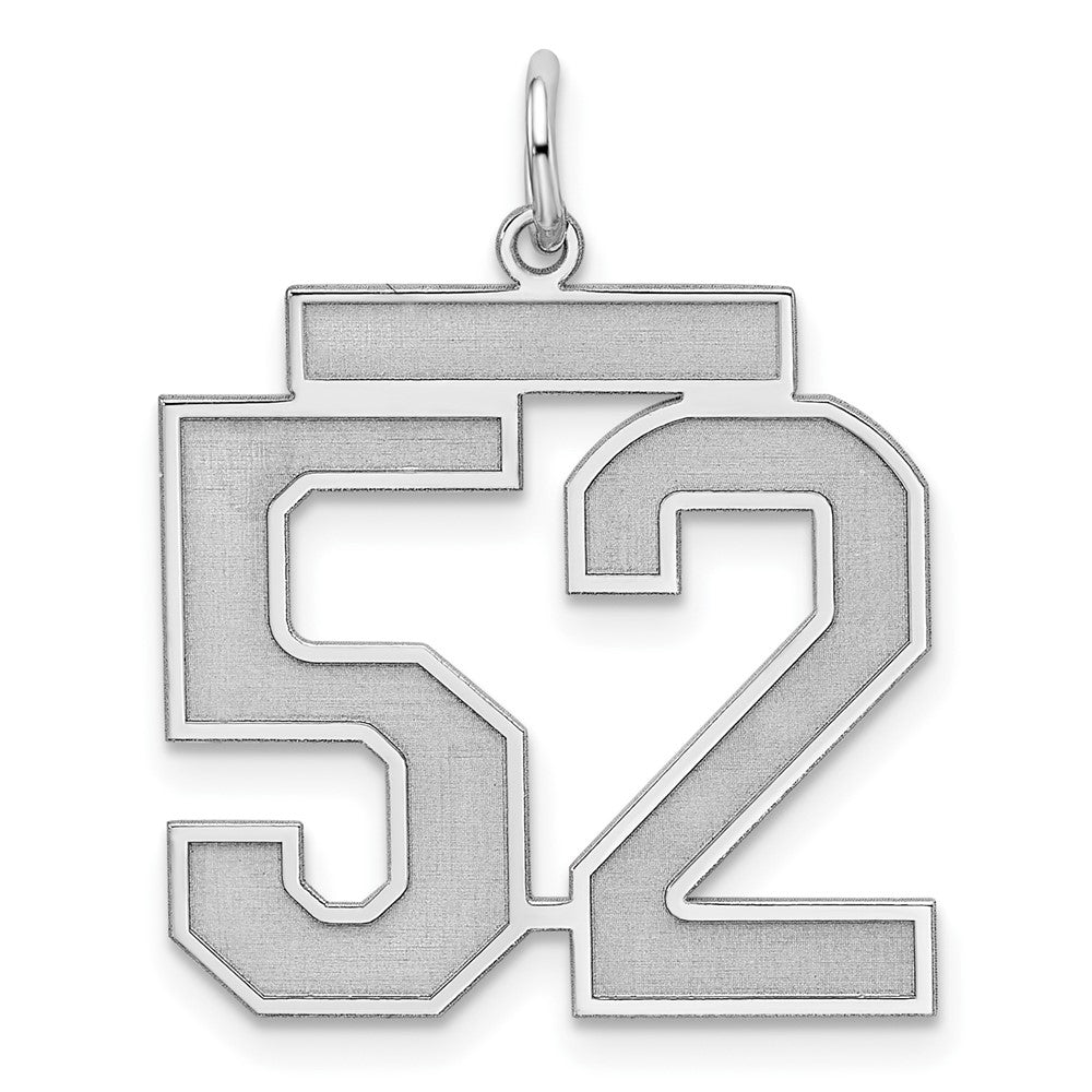 Sterling Silver/Rhodium-plated Satin Number 52 Charm