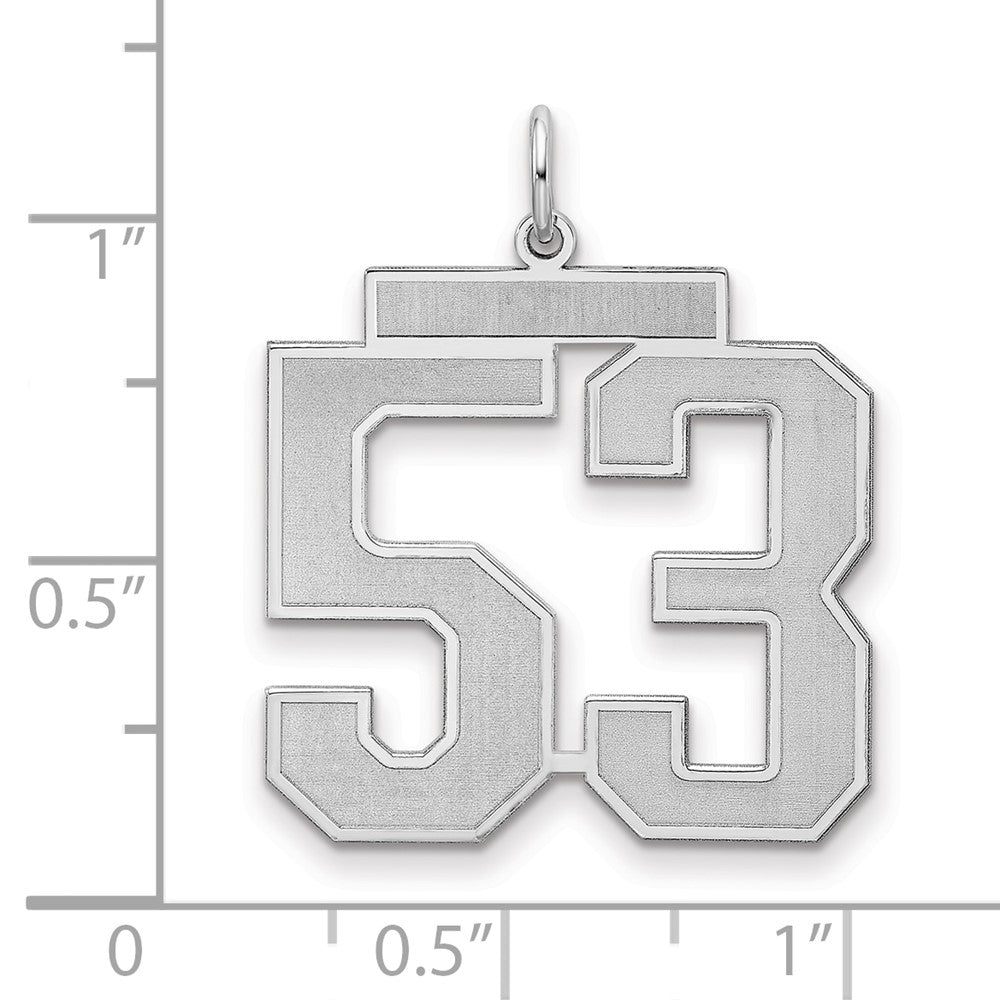 Sterling Silver/Rhodium-plated Satin Number 53 Charm