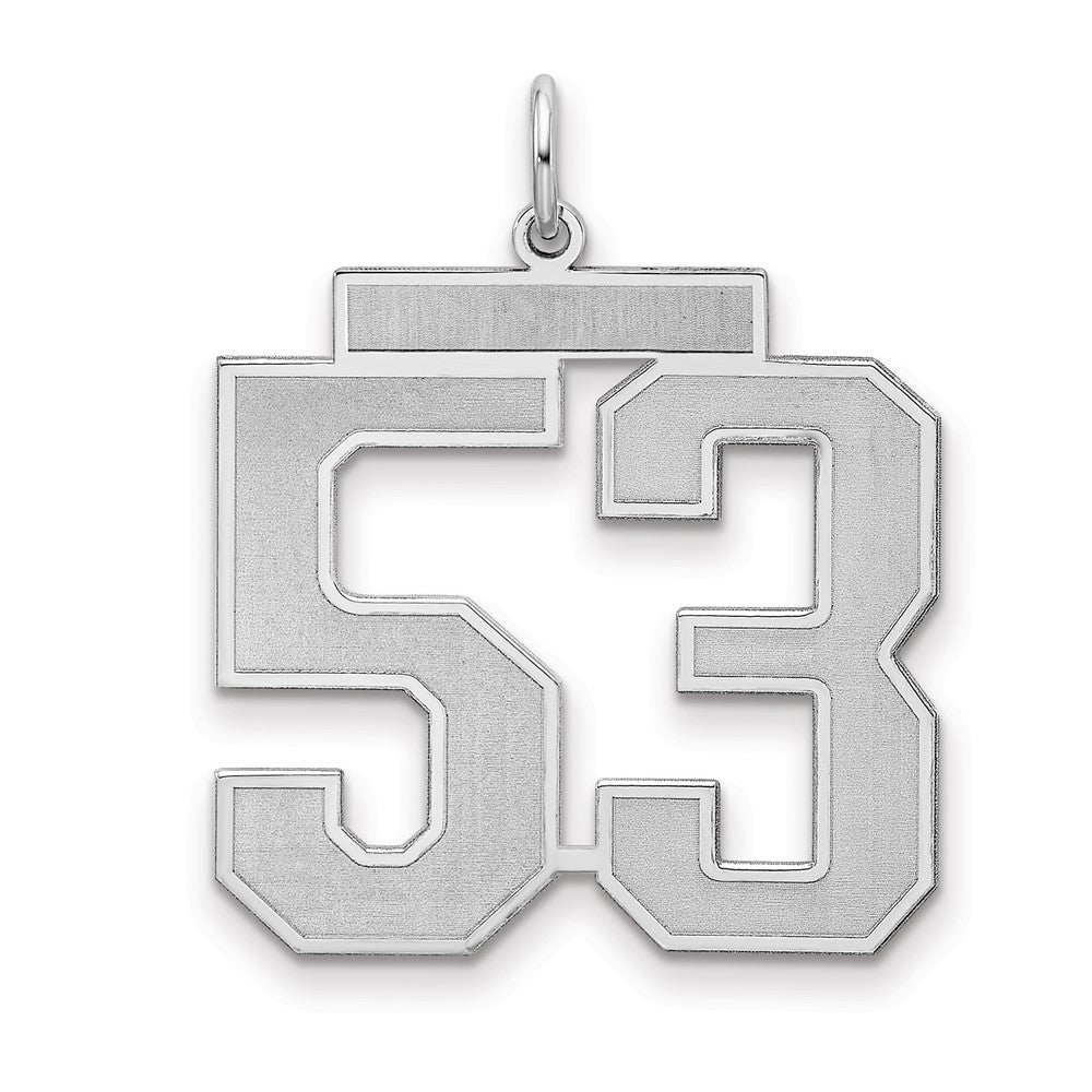 Sterling Silver/Rhodium-plated Satin Number 53 Charm