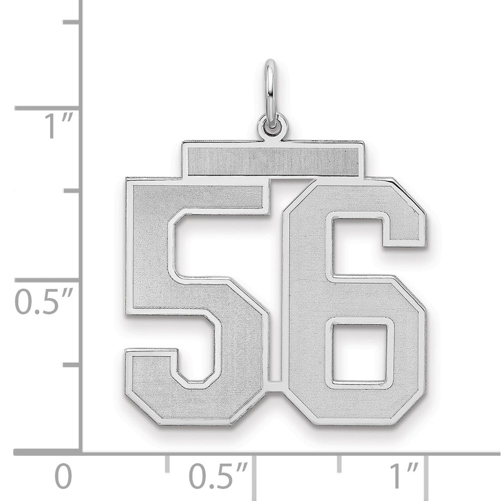 Sterling Silver/Rhodium-plated Satin Number 56 Charm