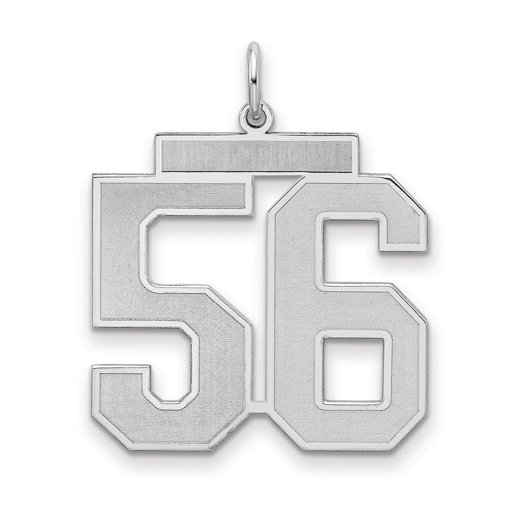 Sterling Silver/Rhodium-plated Satin Number 56 Charm