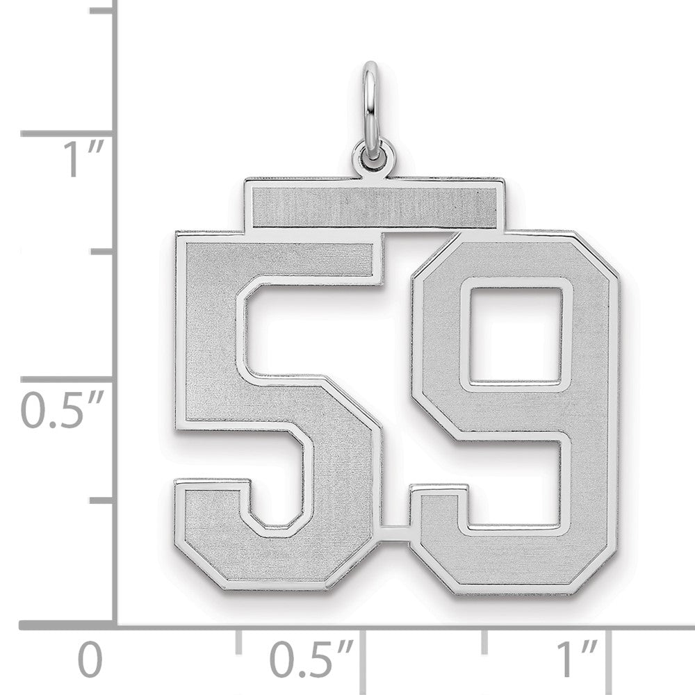 Sterling Silver/Rhodium-plated Satin Number 59 Charm