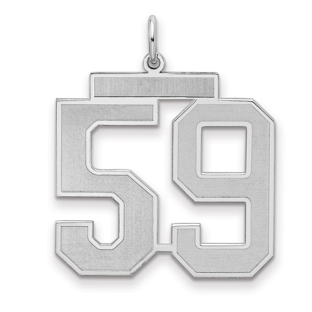 Sterling Silver/Rhodium-plated Satin Number 59 Charm