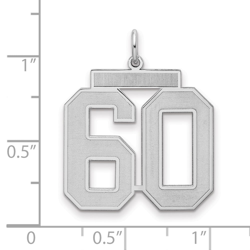 Sterling Silver/Rhodium-plated Satin Number 60 Charm