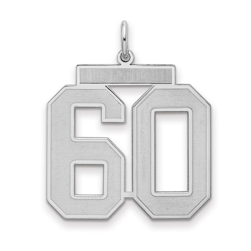 Sterling Silver/Rhodium-plated Satin Number 60 Charm