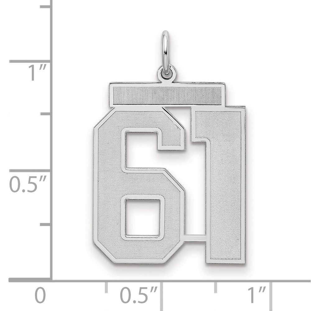 Sterling Silver/Rhodium-plated Satin Number 61 Charm