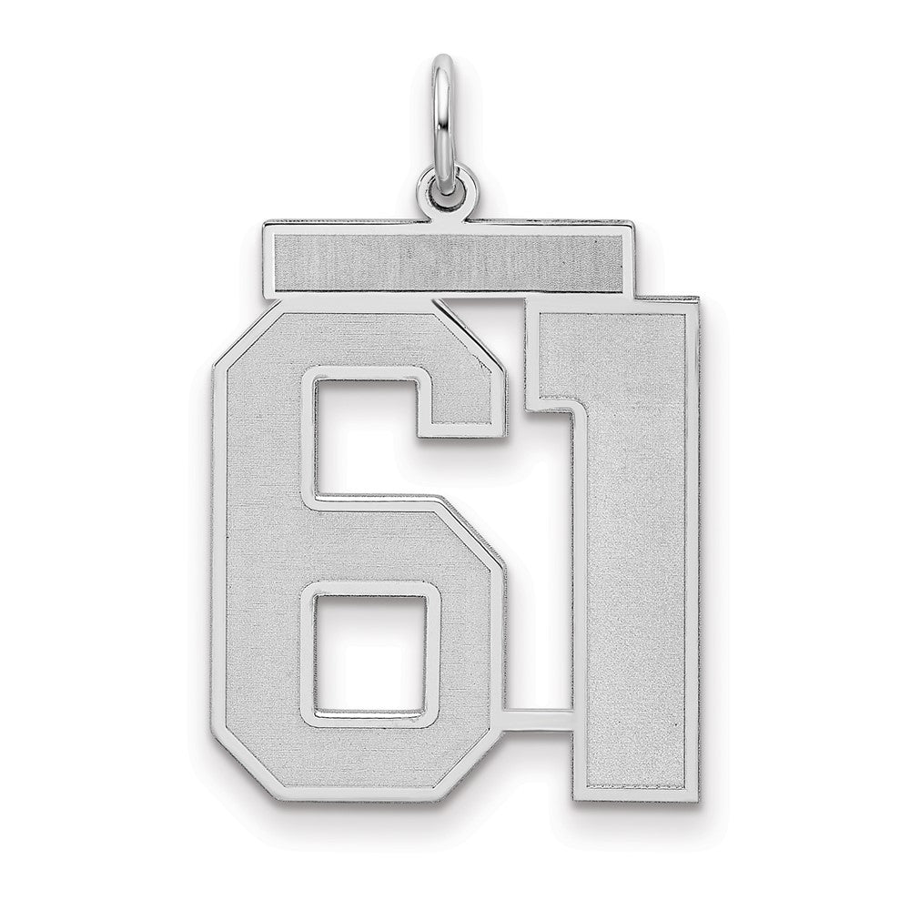 Sterling Silver/Rhodium-plated Satin Number 61 Charm