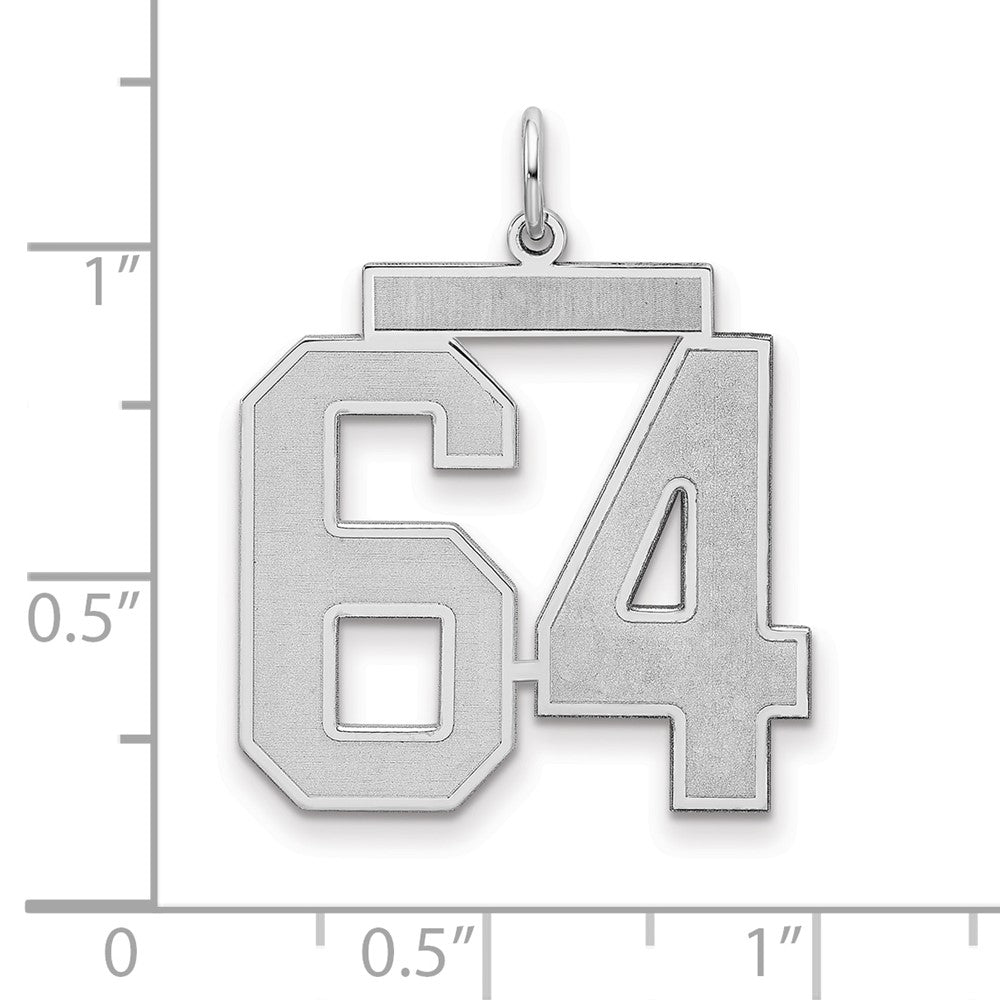 Sterling Silver/Rhodium-plated Satin Number 64 Charm