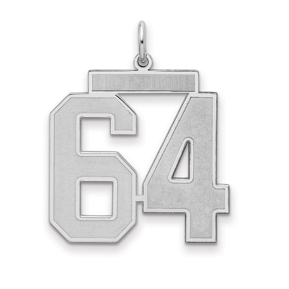 Sterling Silver/Rhodium-plated Satin Number 64 Charm