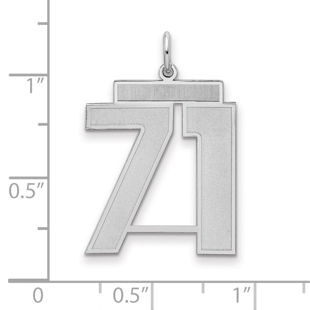 Sterling Silver/Rhodium-plated Satin Number 71 Charm