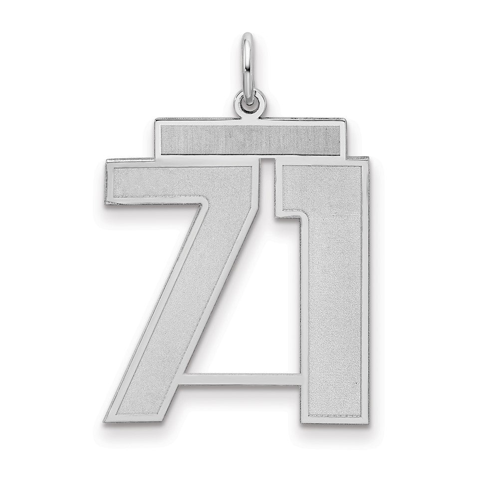 Sterling Silver/Rhodium-plated Satin Number 71 Charm