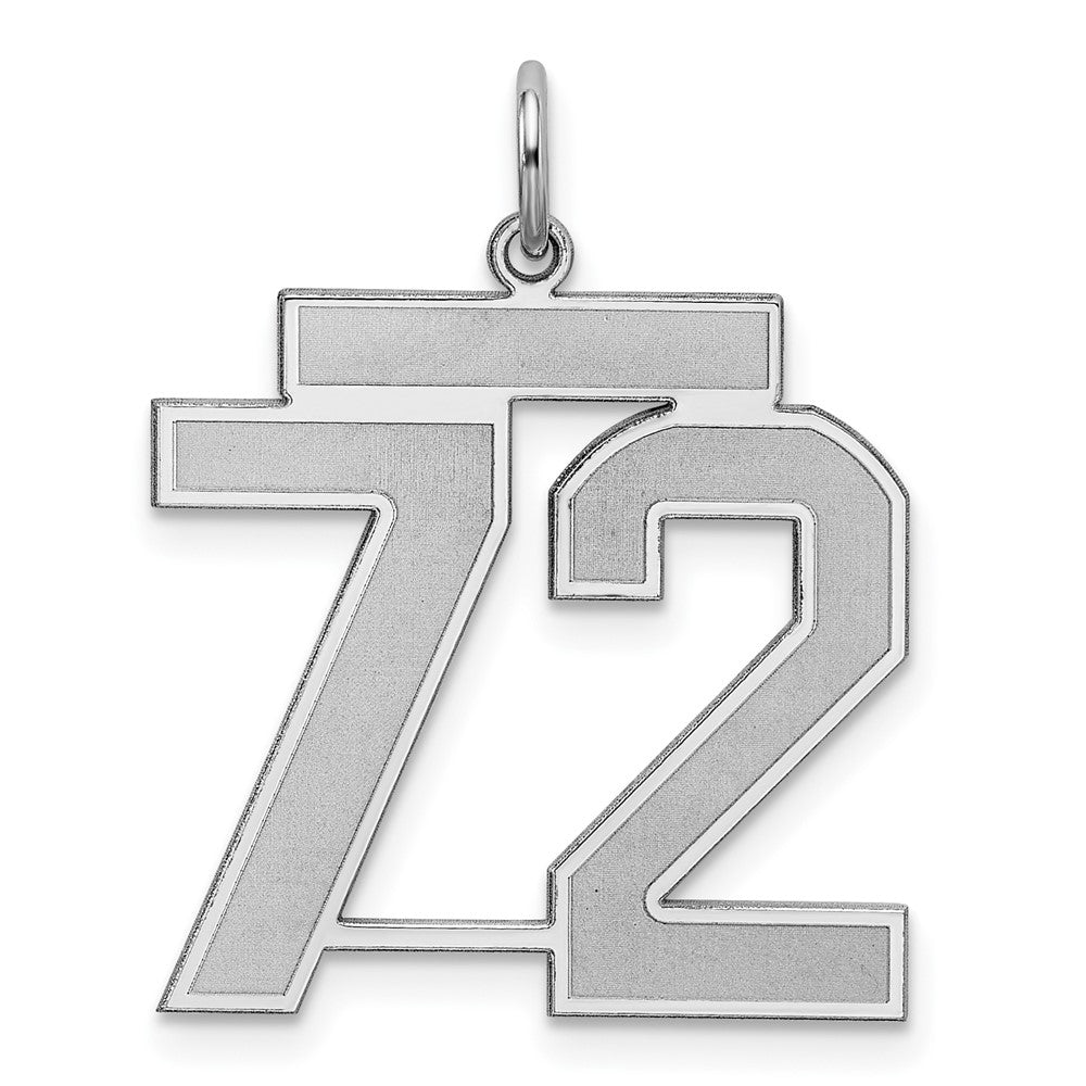 Sterling Silver/Rhodium-plated Satin Number 72 Charm