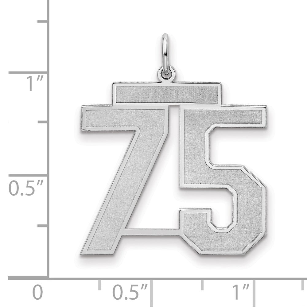 Sterling Silver/Rhodium-plated Satin Number 75 Charm