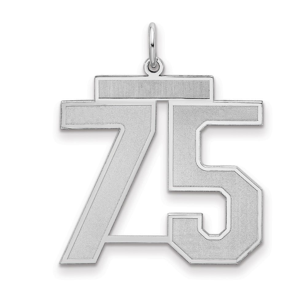 Sterling Silver/Rhodium-plated Satin Number 75 Charm