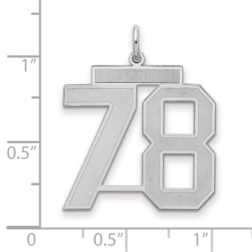 Sterling Silver/Rhodium-plated Satin Number 78 Charm