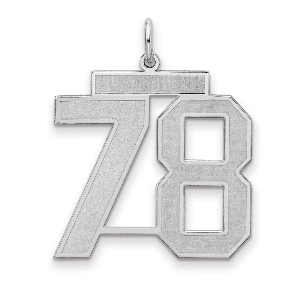 Sterling Silver/Rhodium-plated Satin Number 78 Charm