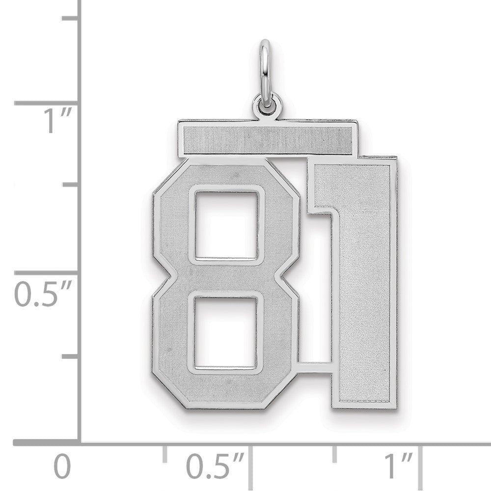 Sterling Silver/Rhodium-plated Satin Number 81 Charm