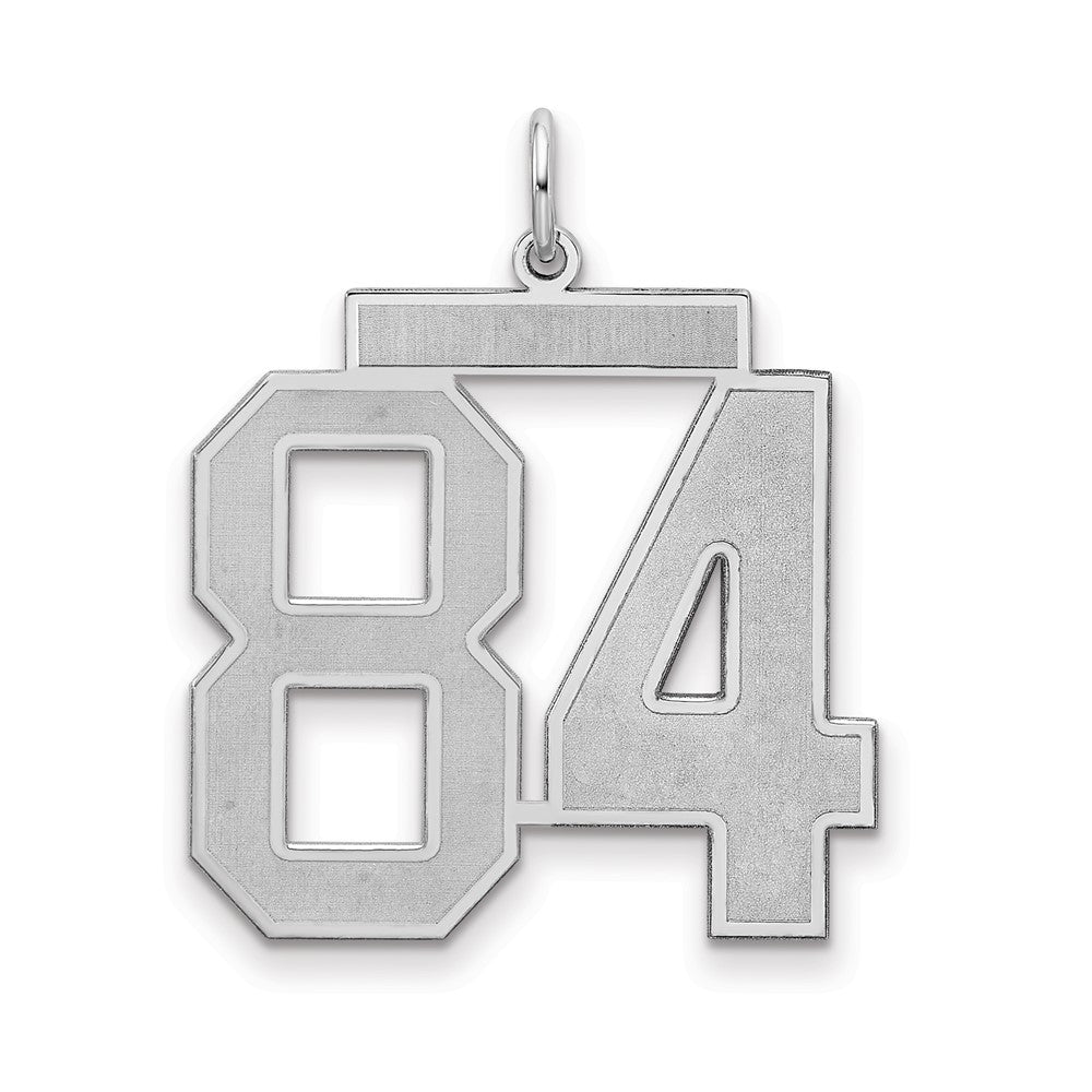 Sterling Silver/Rhodium-plated Satin Number 84 Charm