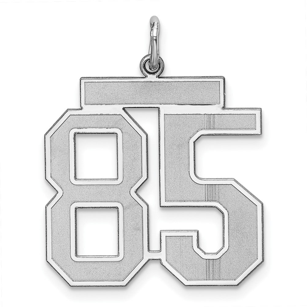 Sterling Silver/Rhodium-plated Satin Number 85 Charm