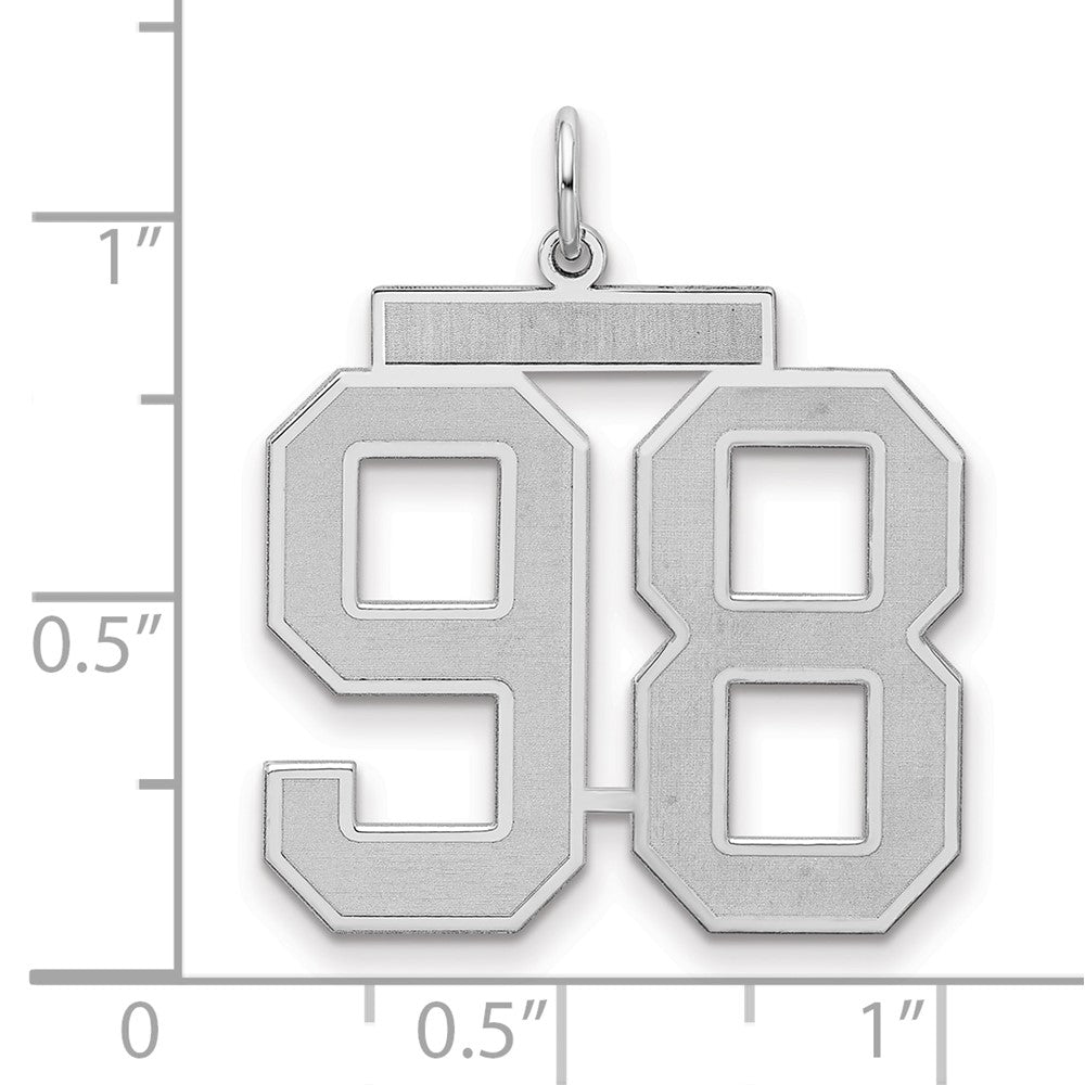 Sterling Silver/Rhodium-plated Satin Number 98 Charm