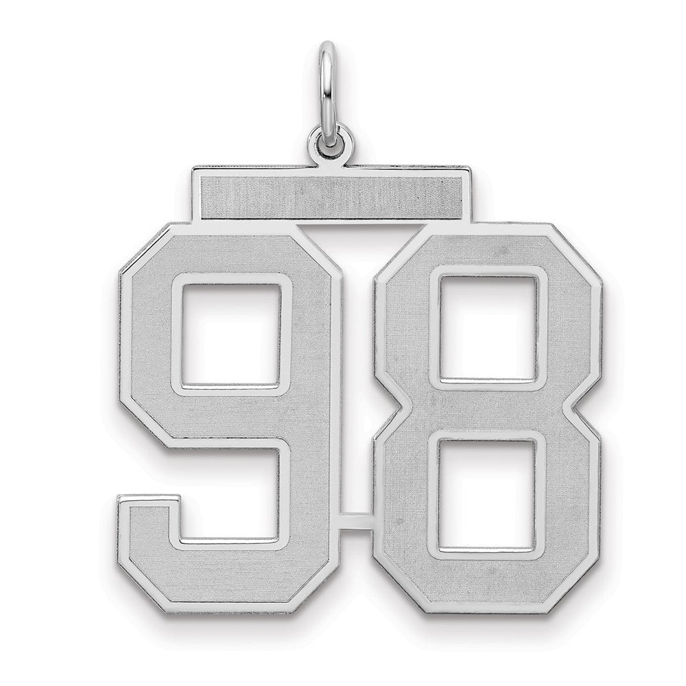 Sterling Silver/Rhodium-plated Satin Number 98 Charm