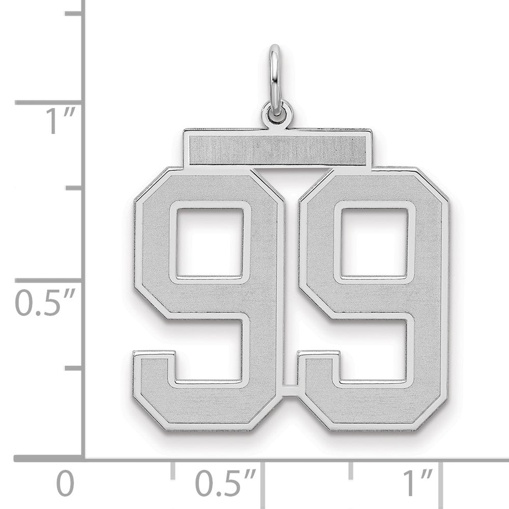 Sterling Silver/Rhodium-plated Satin Number 99 Charm