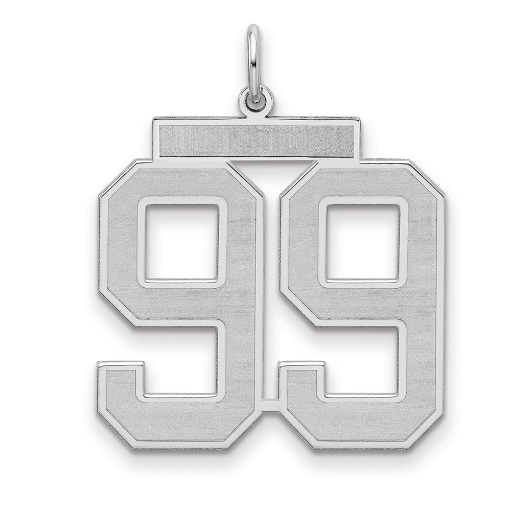 Sterling Silver/Rhodium-plated Satin Number 99 Charm