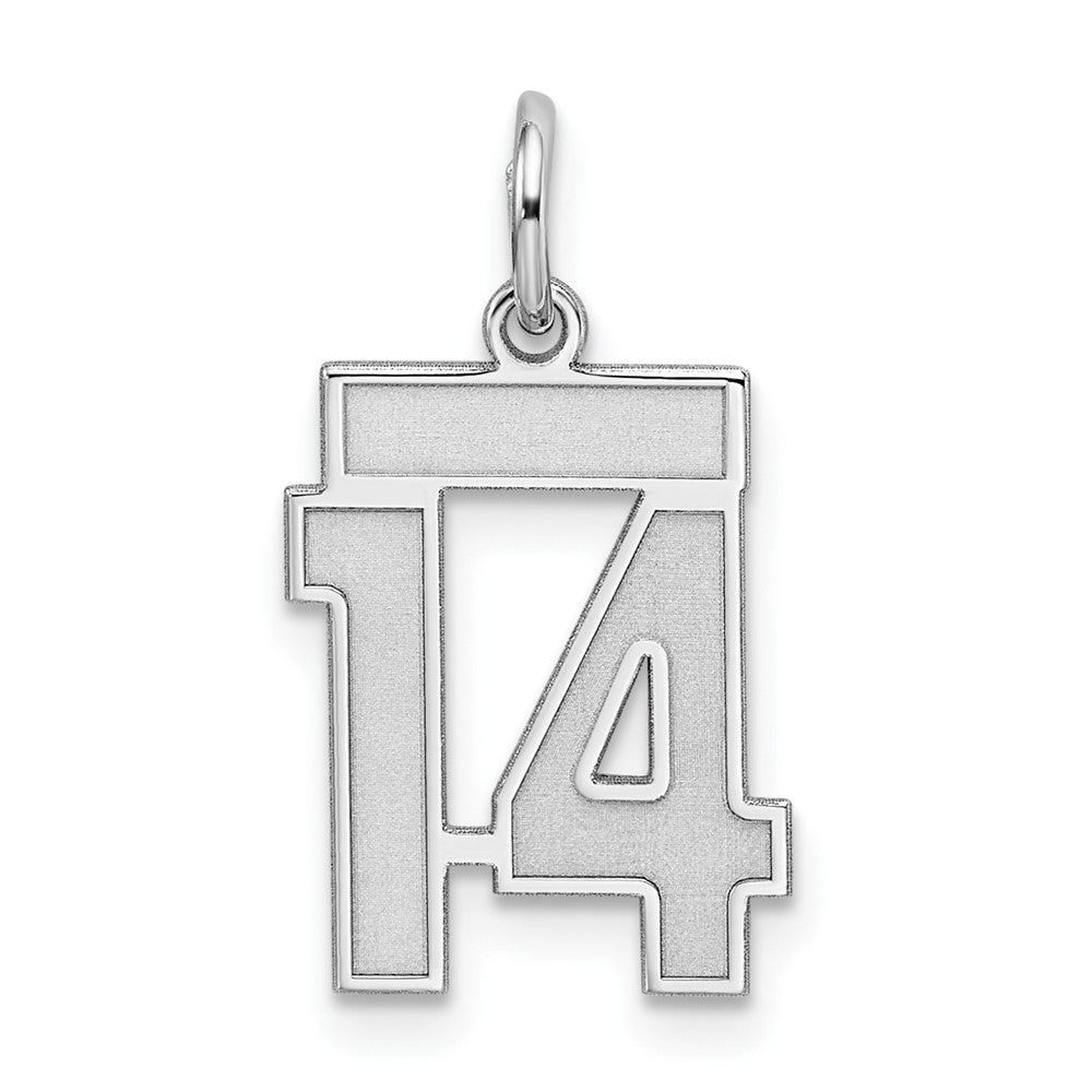 Sterling Silver/Rhodium-plated Satin Number 14 Charm