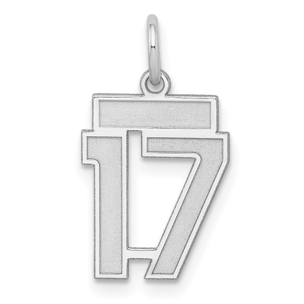 Sterling Silver/Rhodium-plated Satin Number 17 Charm