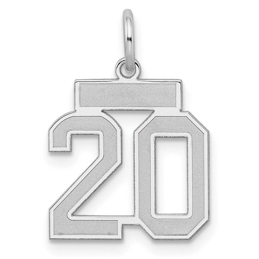 Sterling Silver/Rhodium-plated Satin Number 20 Charm