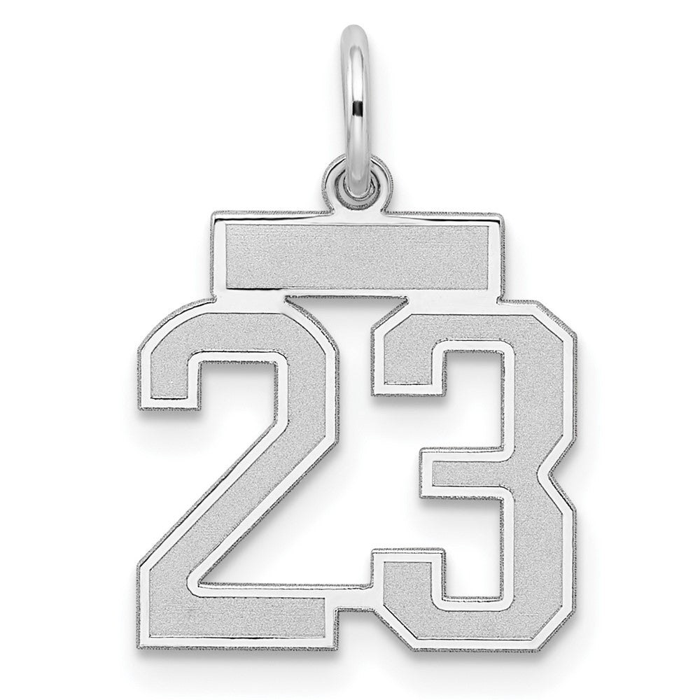 Sterling Silver/Rhodium-plated Satin Number 23 Charm