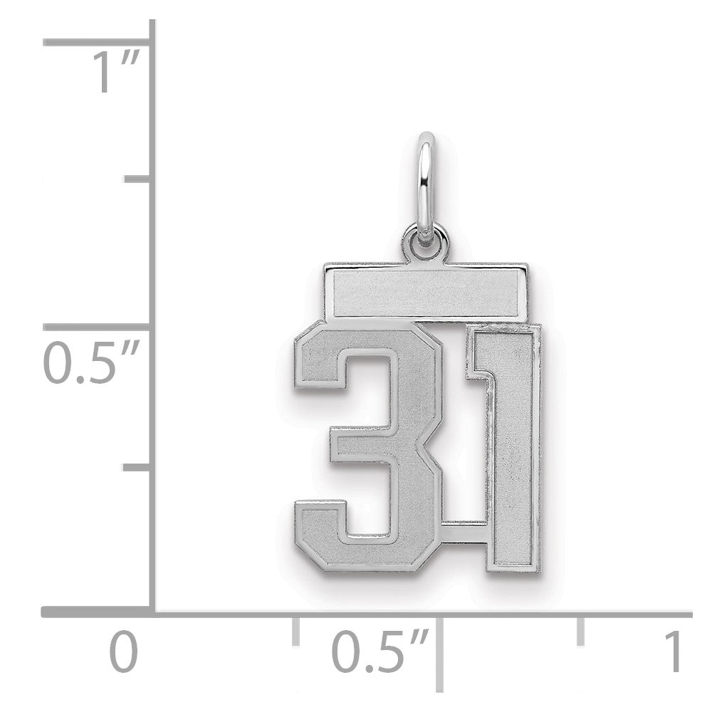 Sterling Silver/Rhodium-plated Satin Number 31 Charm