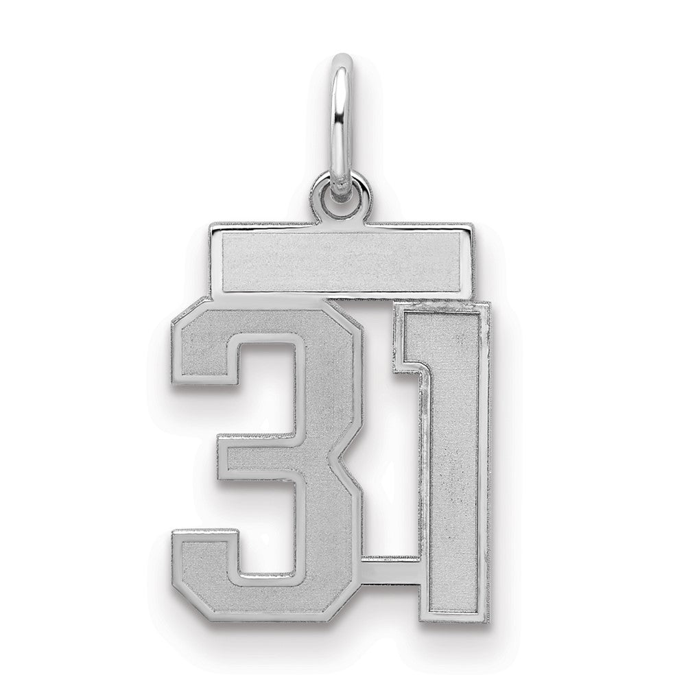 Sterling Silver/Rhodium-plated Satin Number 31 Charm