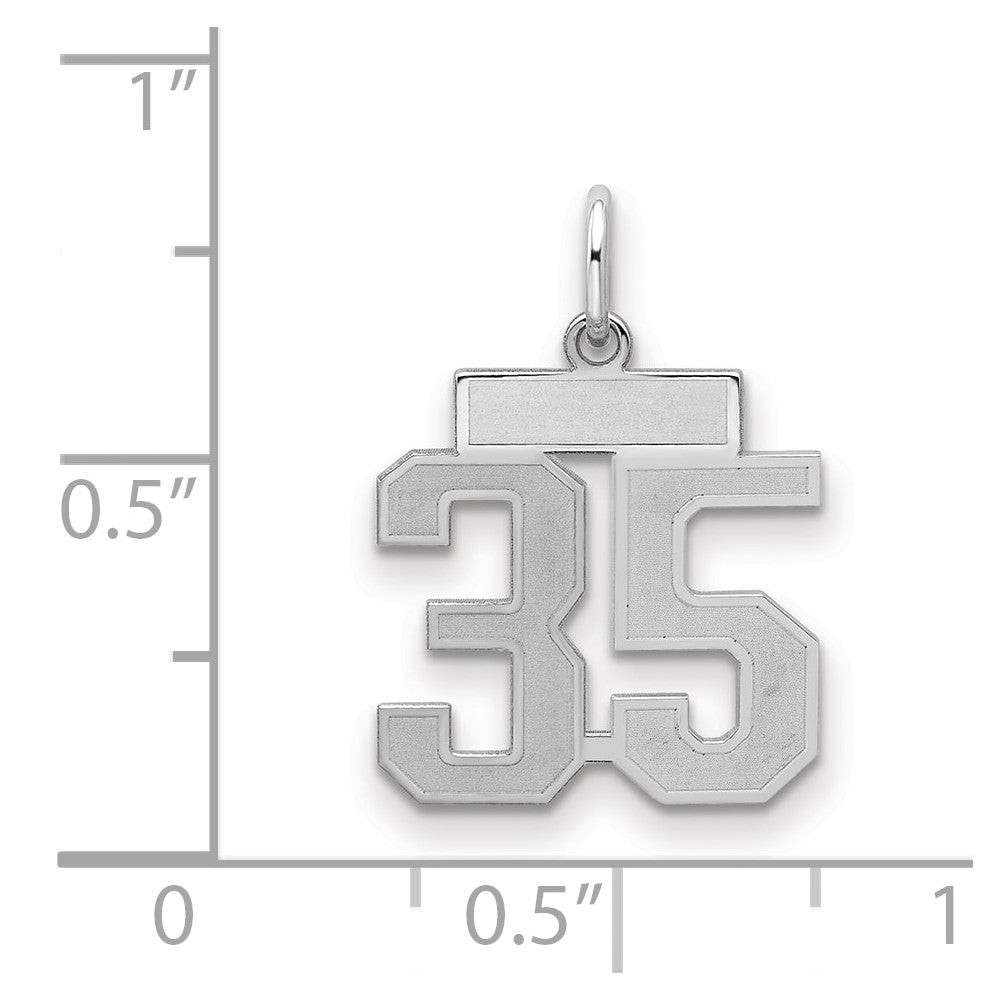 Sterling Silver/Rhodium-plated Satin Number 35 Charm