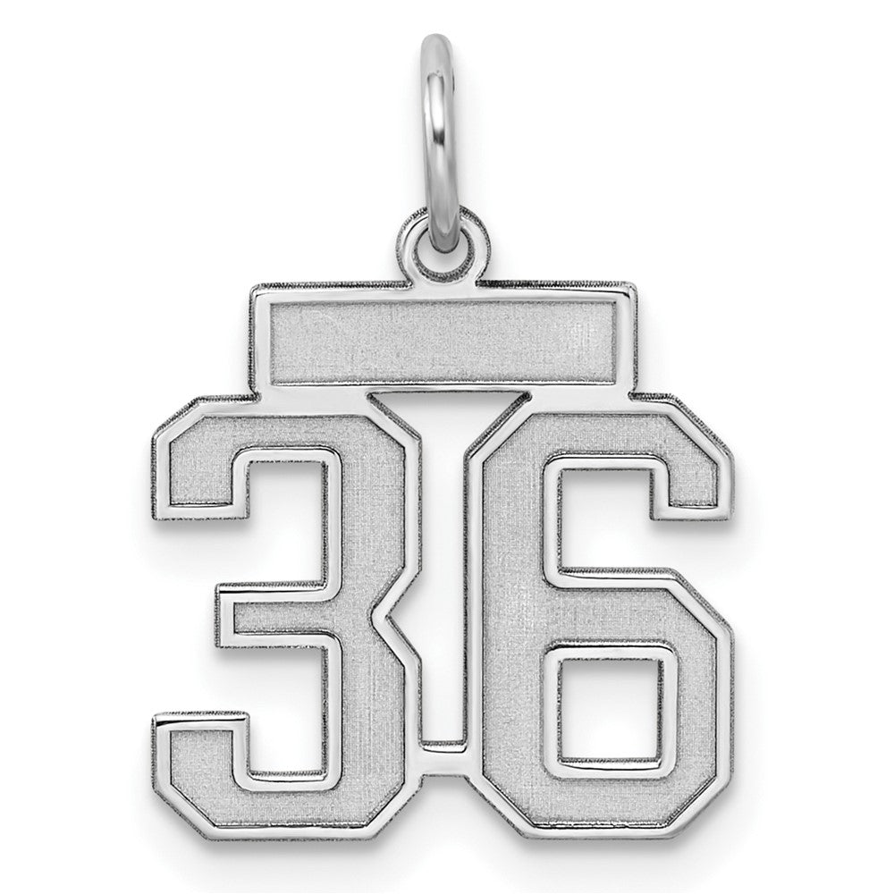 Sterling Silver/Rhodium-plated Satin Number 36 Charm