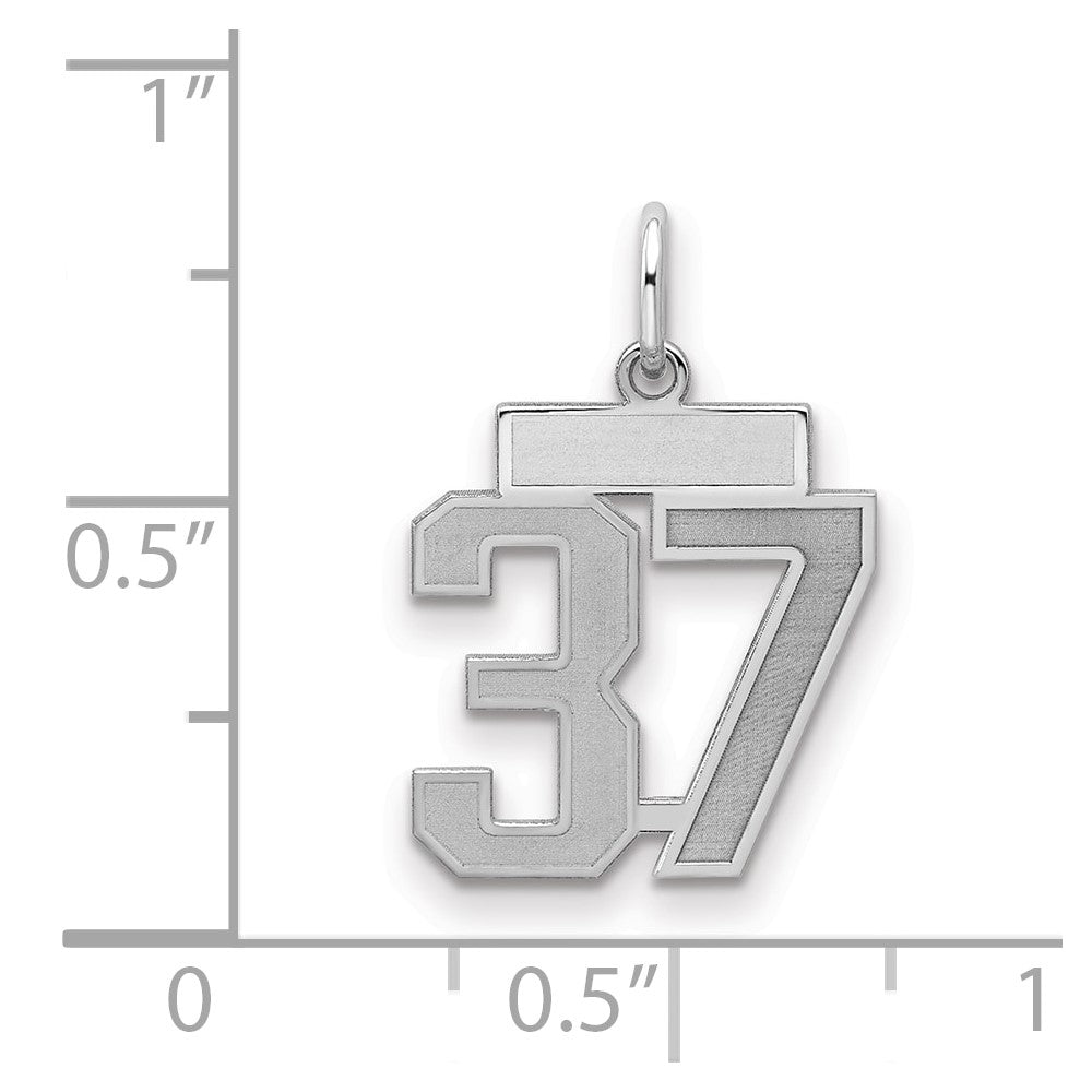 Sterling Silver/Rhodium-plated Satin Number 37 Charm