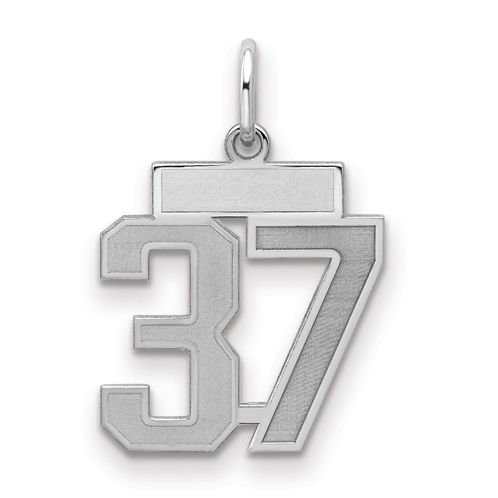 Sterling Silver/Rhodium-plated Satin Number 37 Charm