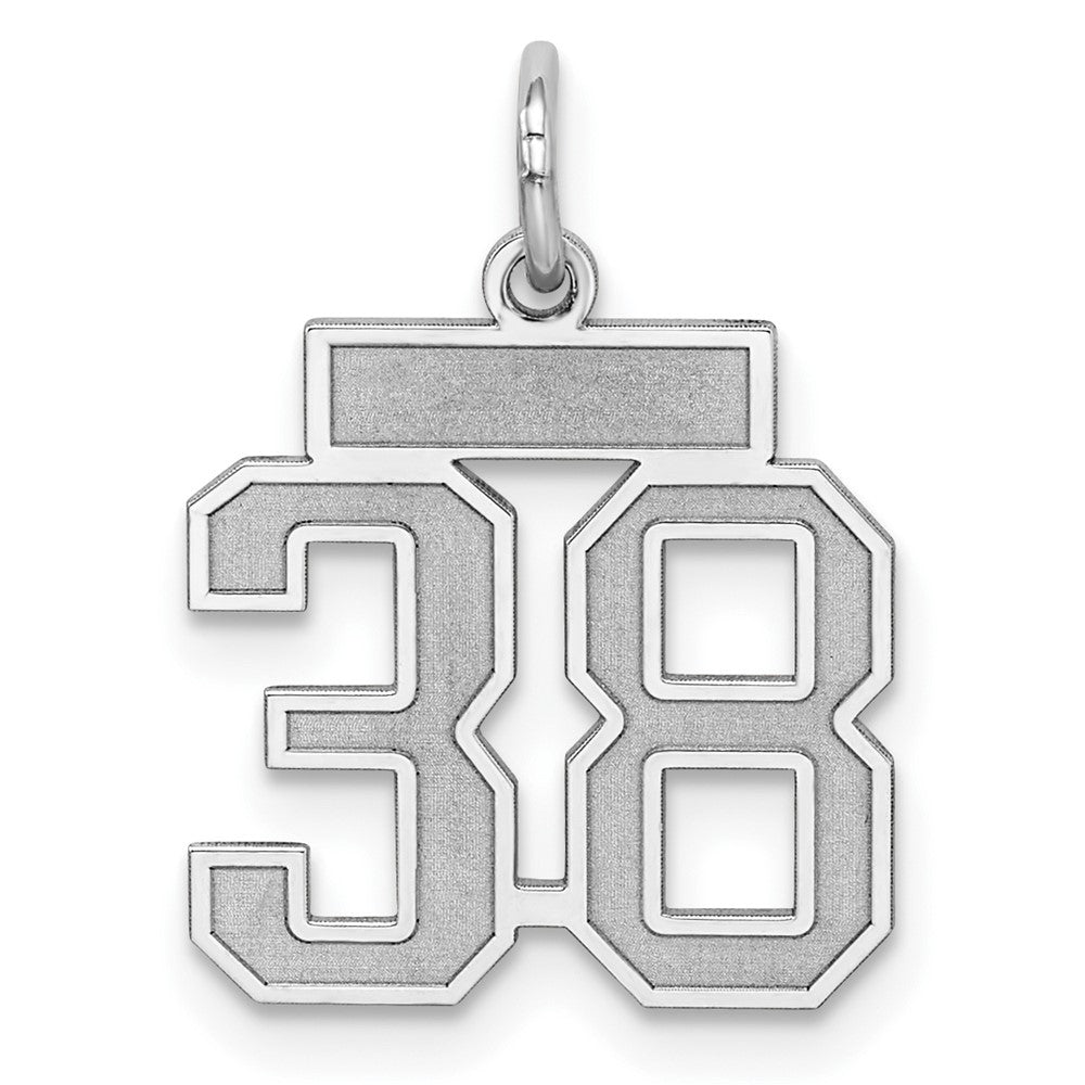 Sterling Silver/Rhodium-plated Satin Number 38 Charm