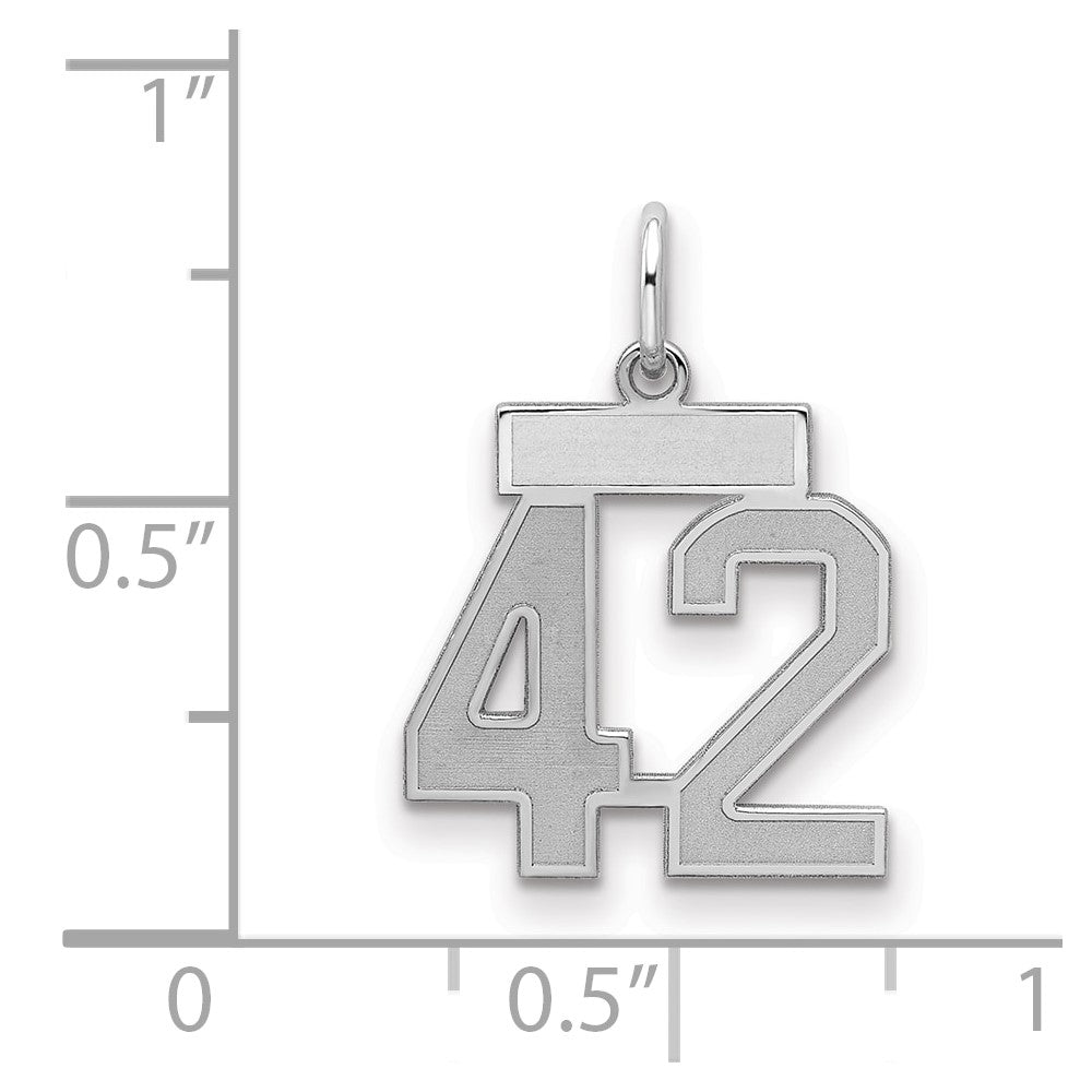 Sterling Silver/Rhodium-plated Satin Number 42 Charm