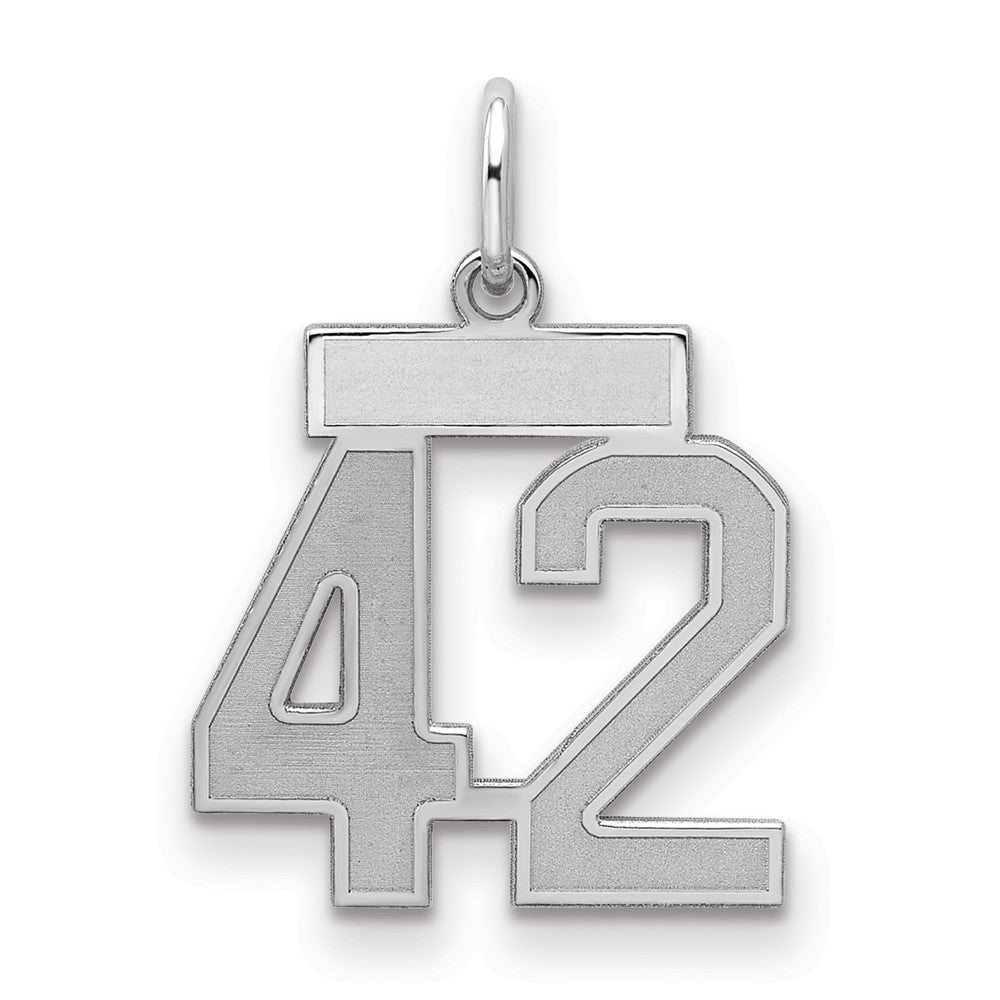 Sterling Silver/Rhodium-plated Satin Number 42 Charm