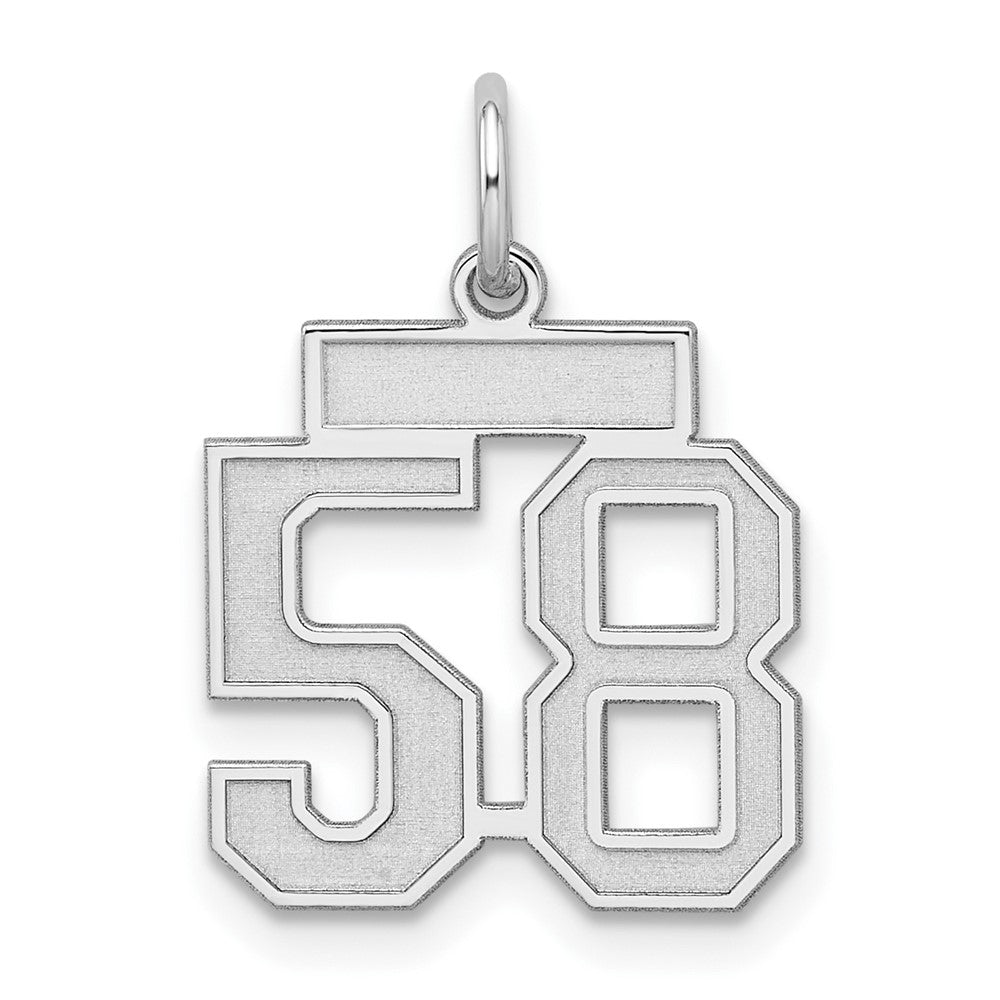 Sterling Silver/Rhodium-plated Satin Number 58 Charm