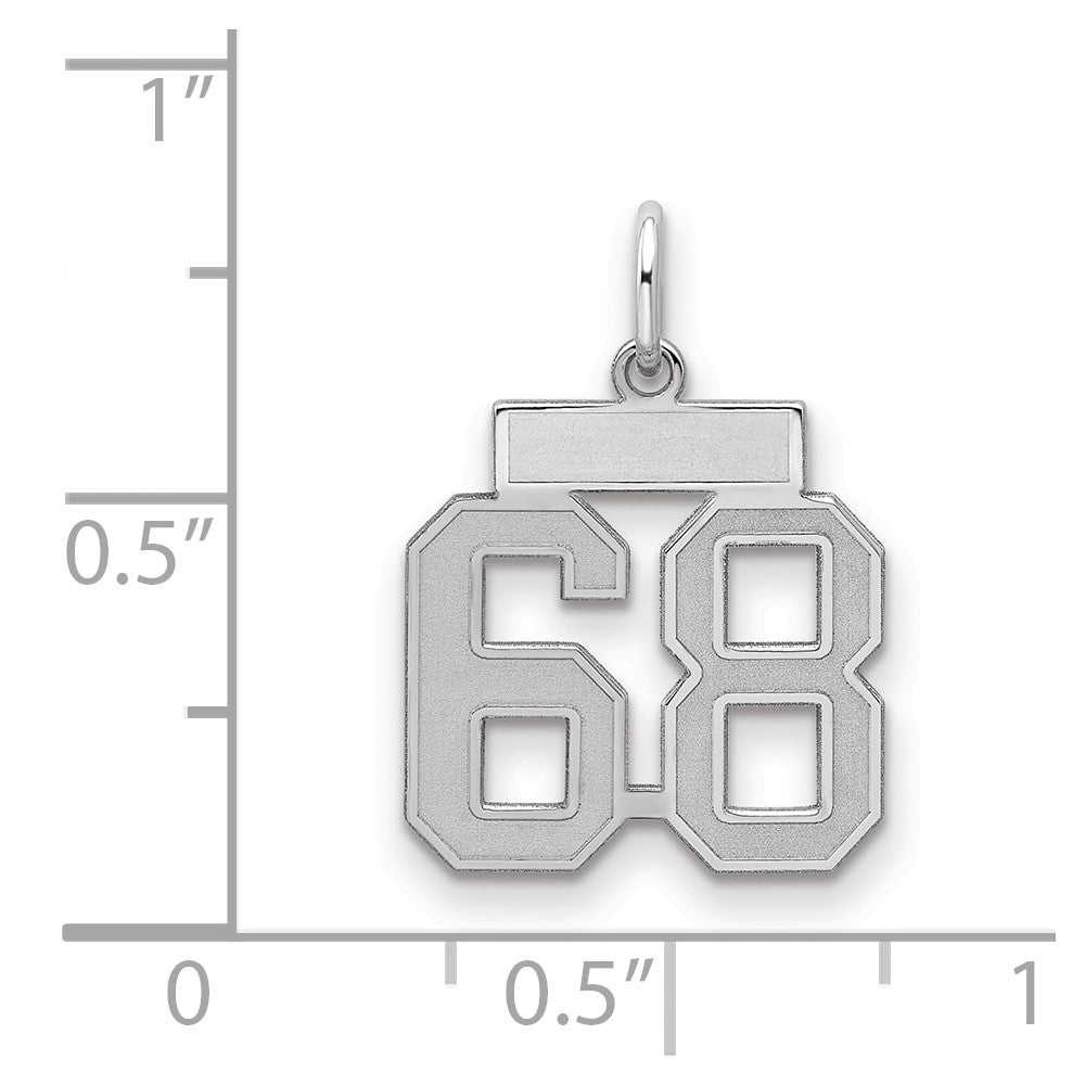 Sterling Silver/Rhodium-plated Satin Number 68 Charm