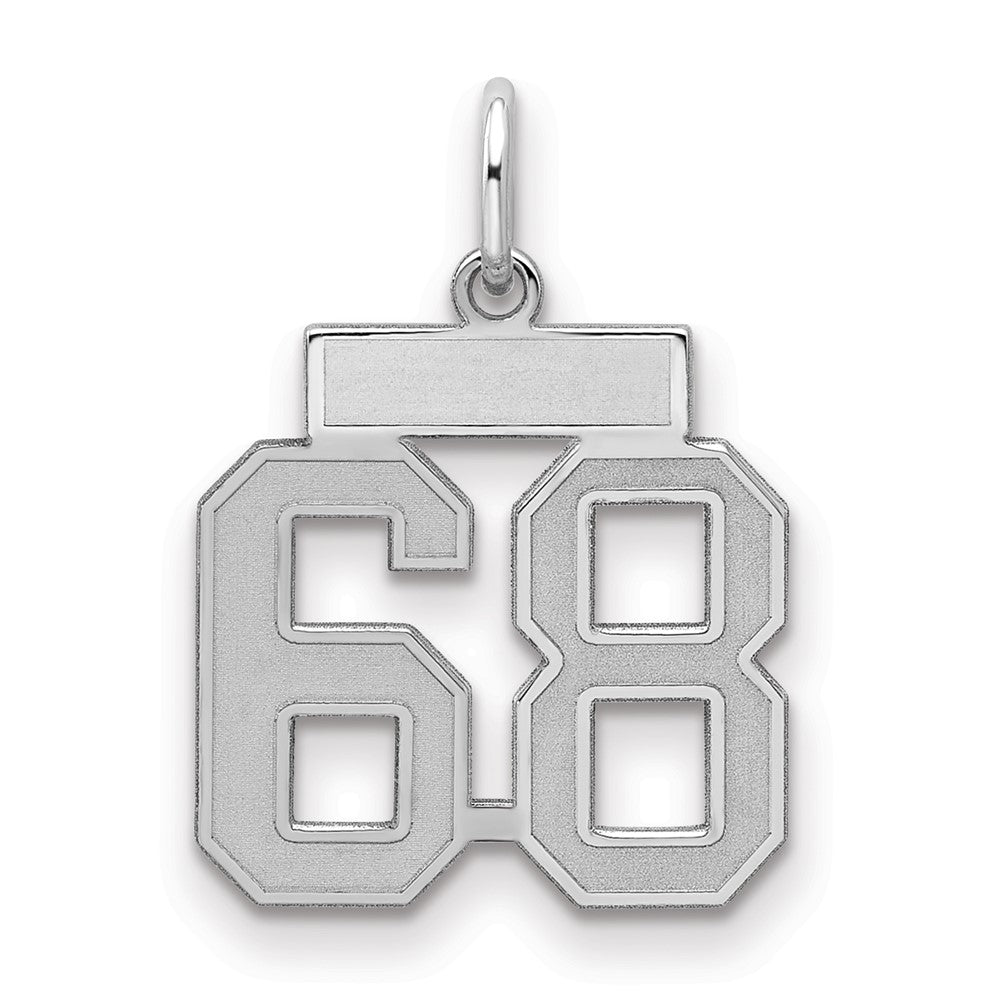 Sterling Silver/Rhodium-plated Satin Number 68 Charm