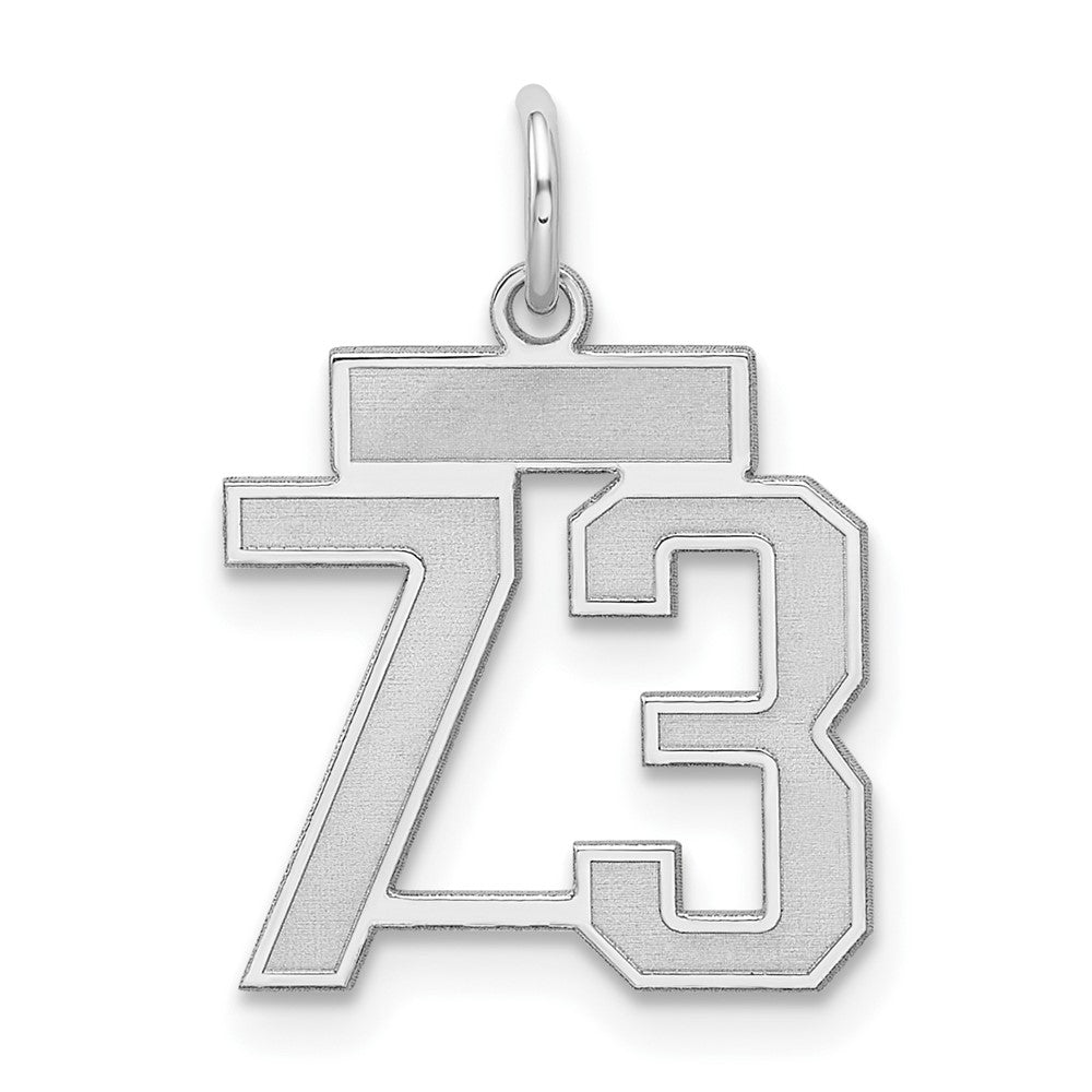 Sterling Silver/Rhodium-plated Satin Number 73 Charm