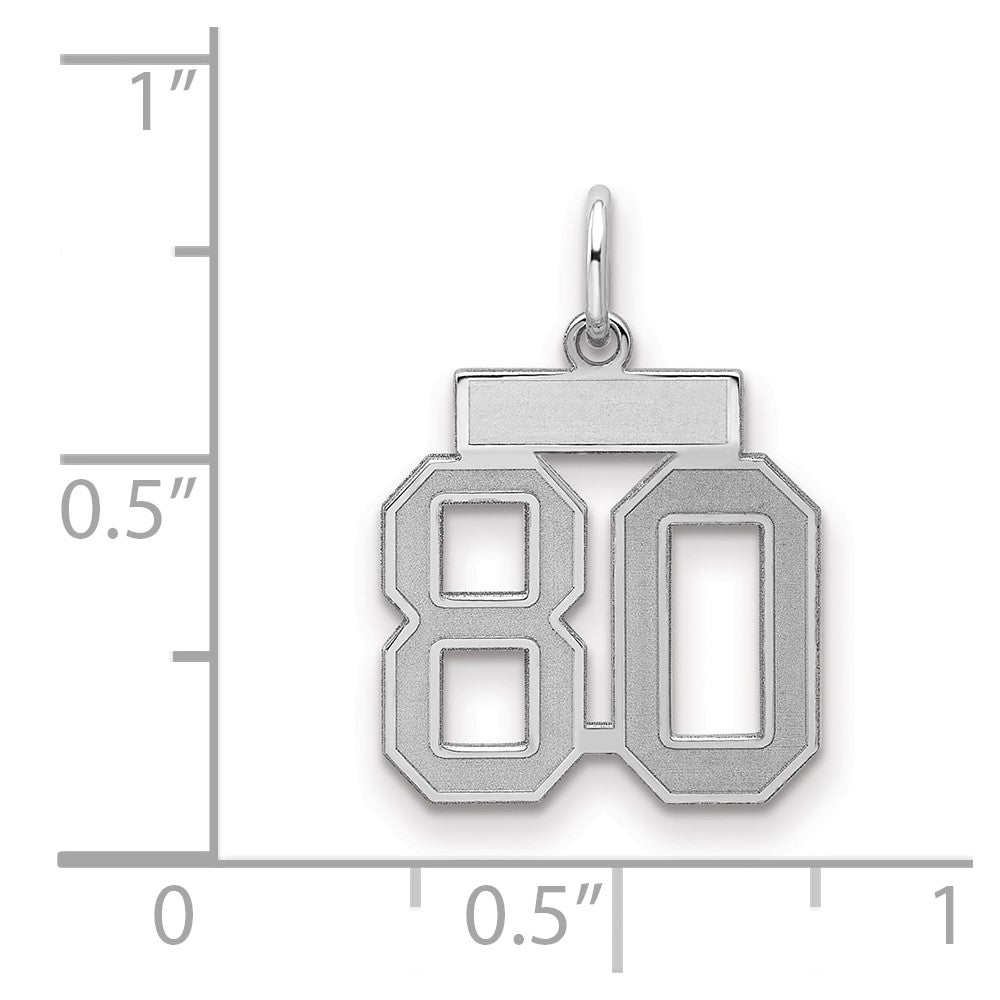 Sterling Silver/Rhodium-plated Satin Number 80 Charm