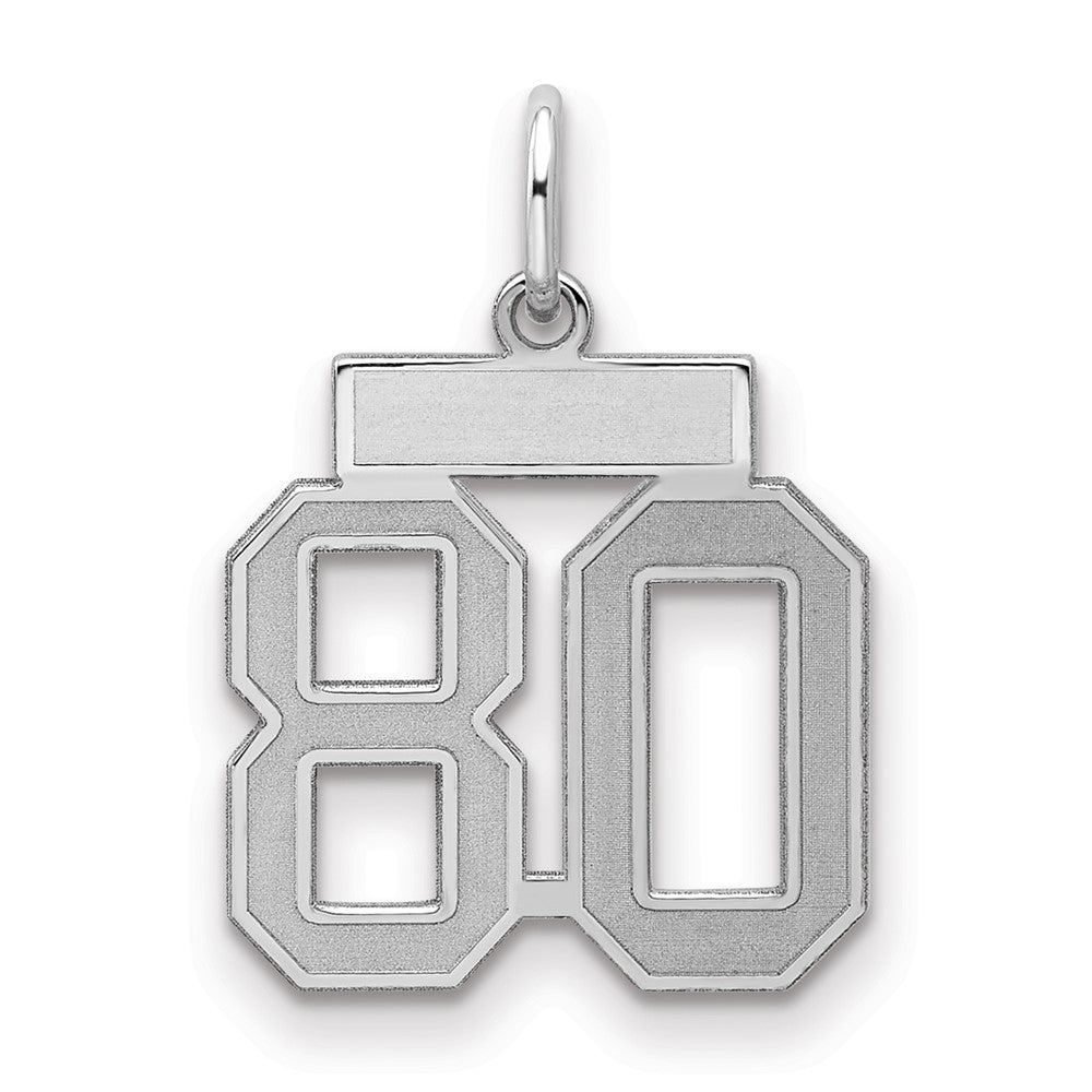 Sterling Silver/Rhodium-plated Satin Number 80 Charm