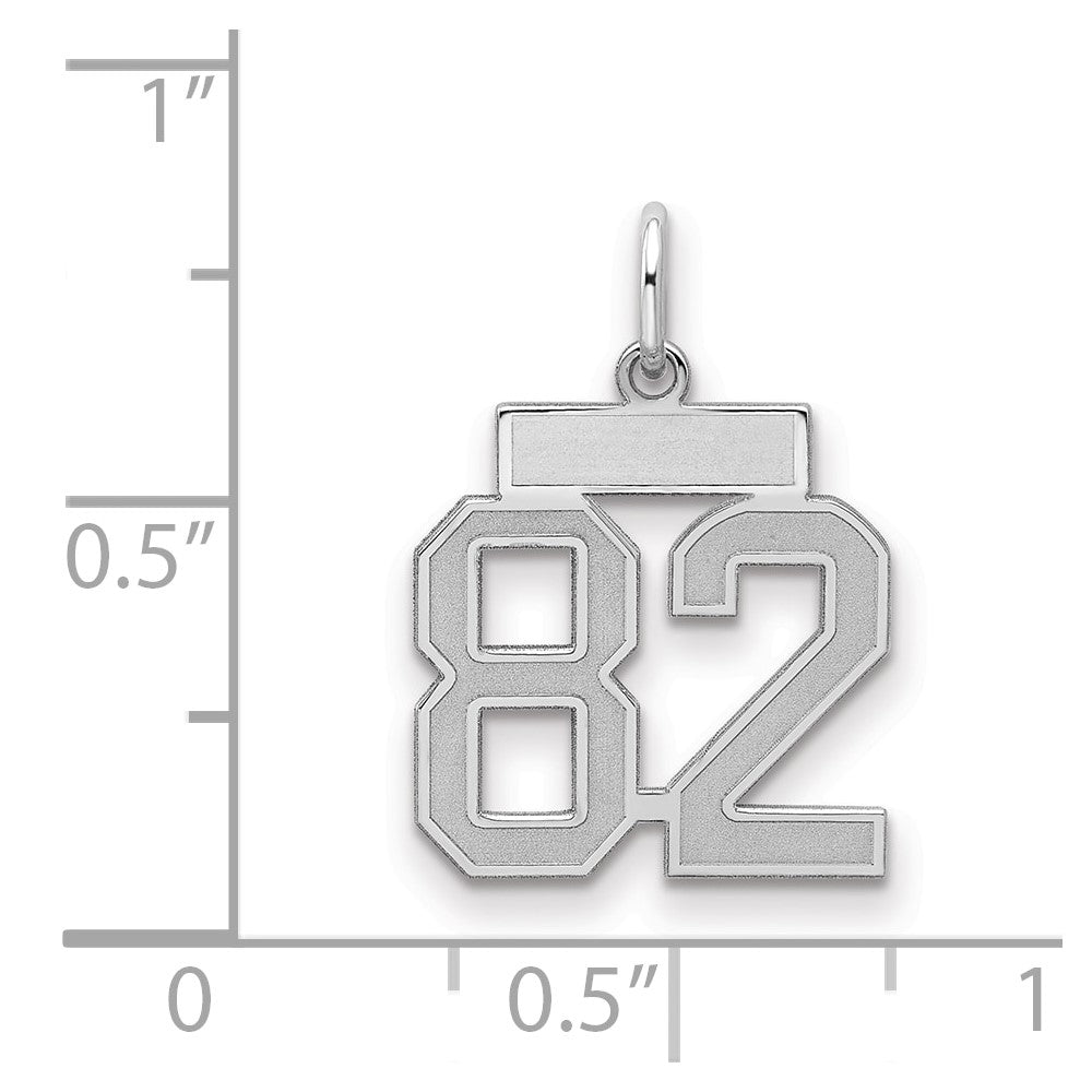 Sterling Silver/Rhodium-plated Satin Number 82 Charm