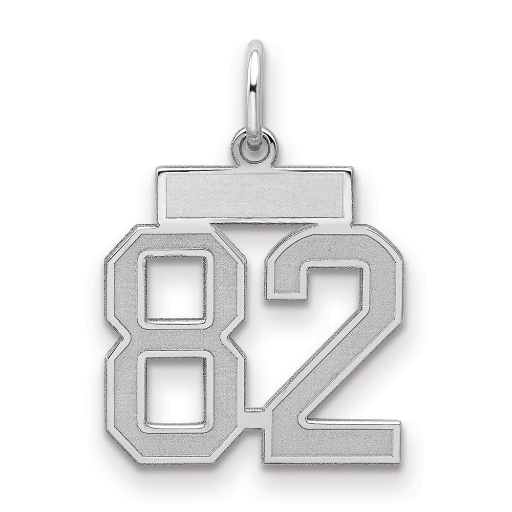 Sterling Silver/Rhodium-plated Satin Number 82 Charm