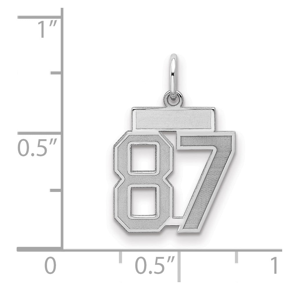 Sterling Silver/Rhodium-plated Satin Number 87 Charm